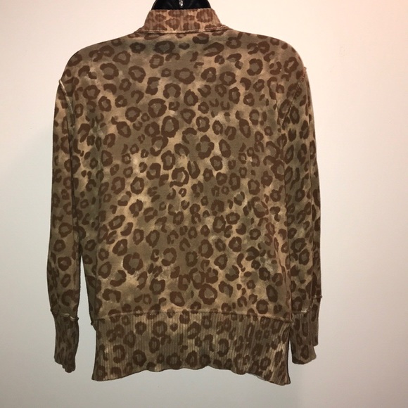 RELATIVITY Animal Print Zip Cardigan Sweater~L - Picture 3 of 4